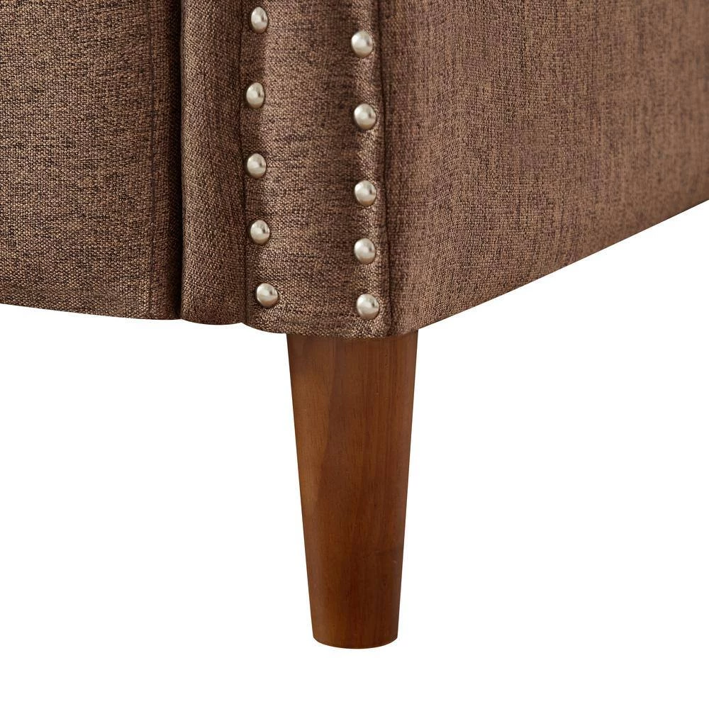 76.4 in. W Round Arm Linen Contemporary Straight 3-Seat Upholstered Sofa in Brown by KINWELL 3 76.4 in. W Round Arm Linen Contemporary Straight 3-Seat Upholstered Sofa in Brown by KINWELL - Image 3
