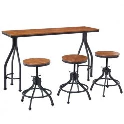 4-Piece Rectangle Acacia Top Bar Table Set Seats 3 by KINWELL -Twin Star Home Sales Store acacia kinwell dining room sets bsc081 bt ac 31 1000