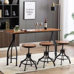 4-Piece Rectangle Acacia Top Bar Table Set Seats 3 by KINWELL -Twin Star Home Sales Store acacia kinwell dining room sets bsc081 bt ac fa 1000