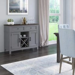 Antique Gray Sideboard with Wine Bottle Storage by Twin Star Home -Twin Star Home Sales Store antique gray twin star home sideboards buffet tables ot6783 tpg22 1f 1000