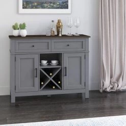 Antique Gray Sideboard with Wine Bottle Storage by Twin Star Home -Twin Star Home Sales Store antique gray twin star home sideboards buffet tables ot6783 tpg22 44 1000