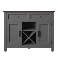 Antique Gray Sideboard with Wine Bottle Storage by Twin Star Home