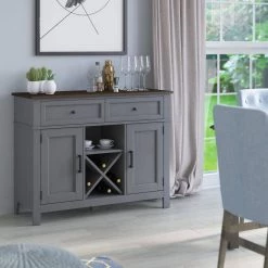 Antique Gray Sideboard with Wine Bottle Storage by Twin Star Home -Twin Star Home Sales Store antique gray twin star home sideboards buffet tables ot6783 tpg22 fa 1000