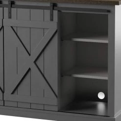 64 in. Antique Gray TV Stand with Barndoors Fits TV's Up to 70 in. with Cable Management by Twin Star Home -Twin Star Home Sales Store antique gray twin star home tv stands 8140701 44 1000