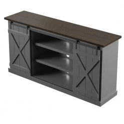 64 in. Antique Gray TV Stand with Barndoors Fits TV's Up to 70 in. with Cable Management by Twin Star Home -Twin Star Home Sales Store antique gray twin star home tv stands 8140701 4f 1000
