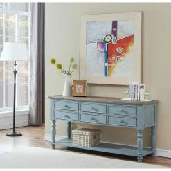 Bar Harbor 60 in. Blue Standard Rectangle Wood Console Table with Drawers by COAST TO COAST -Twin Star Home Sales Store bar harbor blue coast to coast console tables 40301 31 1000