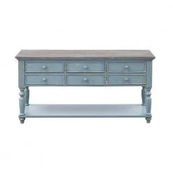 Bar Harbor 60 in. Blue Standard Rectangle Wood Console Table with Drawers by COAST TO COAST