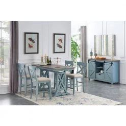 60 in. Rectangle Bar Harbor Blue Counter Height 6-Seats Wood Dining Table by COAST TO COAST -Twin Star Home Sales Store bar harbor blue coast to coast kitchen dining tables 40299 31 1000