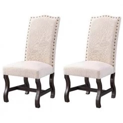 Beca Dark Brown and Cream Set of 2 Upholstered Accent Chairs by COAST TO COAST