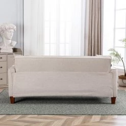 70 in. Wide Tufted Square Arm Polyester Fabric Mid-Century Modern Straight 2-Seater Sofa in Beige by KINWELL -Twin Star Home Sales Store beige kinwell sofas couches bsc091 bg 1f 1000