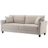 85 in. Wide Round Arm Polyester Mid-Century Modern Straight 4-Seater Sofa with Pillows in Beige by KINWELL