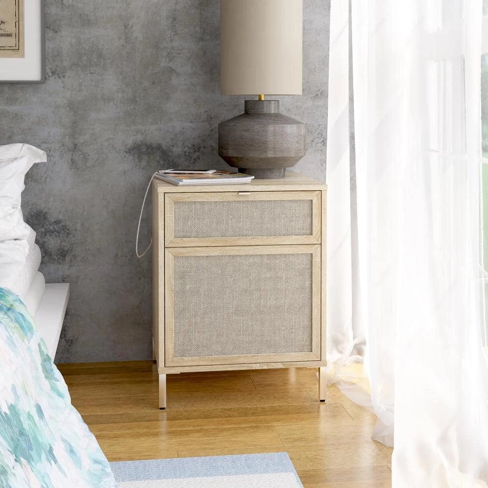 1-Drawer Bishop Oak Nightstand with 2-USB Charging Ports by Twin Star Home 12 1-Drawer Bishop Oak Nightstand with 2-USB Charging Ports by Twin Star Home - Image 12