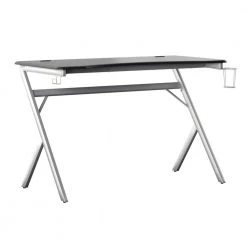 47.38 in. Black and Silver Gaming Computer Desk with USB Charging Ports by Twin Star Home -Twin Star Home Sales Store black and silver twin star home computer desks odp6954 ty900 40 1000