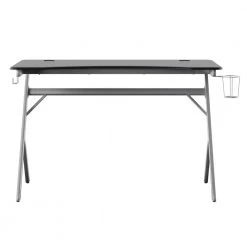 47.38 in. Black and Silver Gaming Computer Desk with USB Charging Ports by Twin Star Home