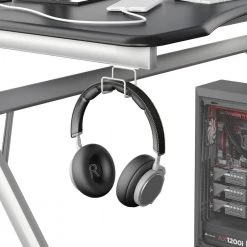 47.38 in. Black and Silver Gaming Computer Desk with USB Charging Ports by Twin Star Home -Twin Star Home Sales Store black and silver twin star home computer desks odp6954 ty900 77 1000