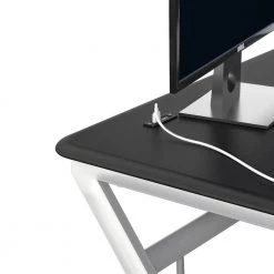 47.38 in. Black and Silver Gaming Computer Desk with USB Charging Ports by Twin Star Home -Twin Star Home Sales Store black and silver twin star home computer desks odp6954 ty900 a0 1000