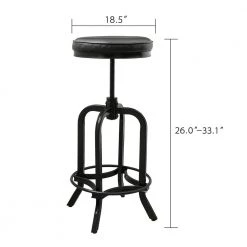 26 in. to 33 in. Black Height Adjustable Swivel Upholstered Bar Stool (Set of 2) by KINWELL 15 26 in. to 33 in. Black Height Adjustable Swivel Upholstered Bar Stool (Set of 2) by KINWELL -Twin Star Home Sales Store black kinwell bar stools bsc012 1f 1000