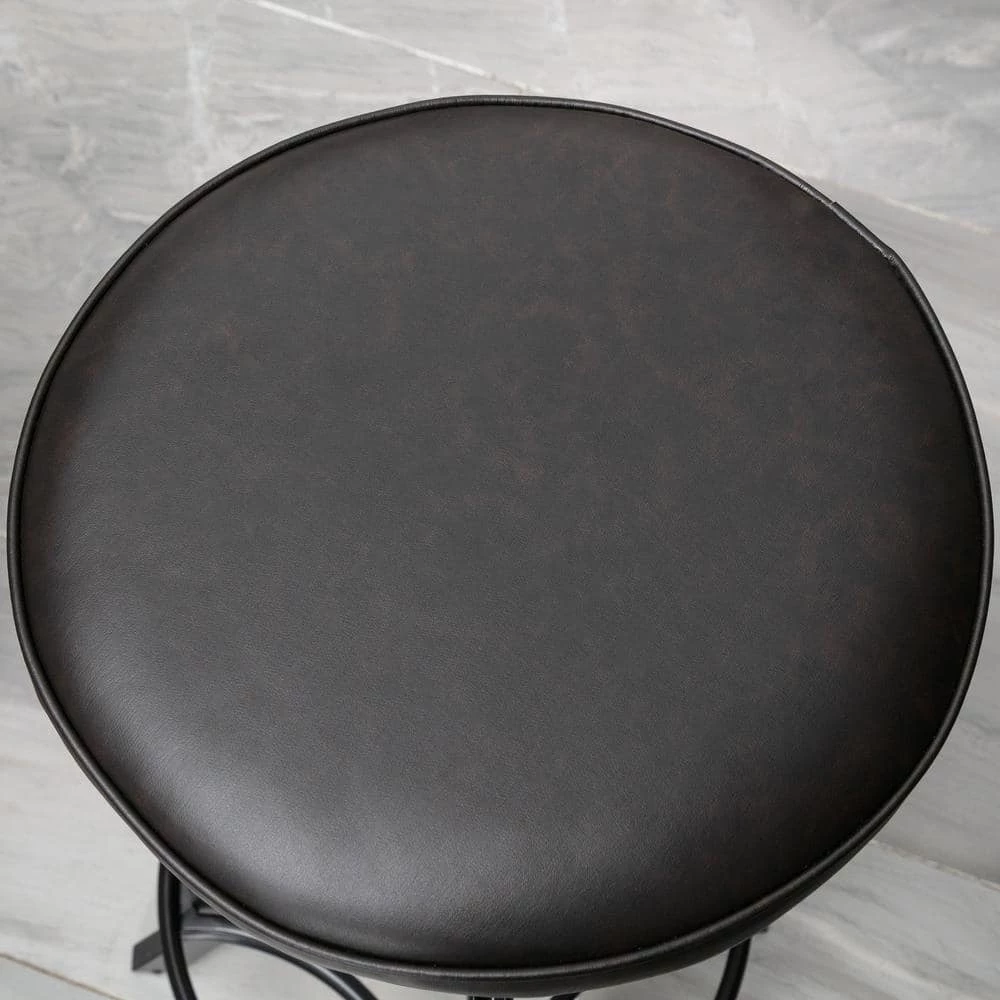 26 in. to 33 in. Black Height Adjustable Swivel Upholstered Bar Stool (Set of 2) by KINWELL 7 26 in. to 33 in. Black Height Adjustable Swivel Upholstered Bar Stool (Set of 2) by KINWELL - Image 7