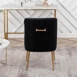 Black Mid-Century Modern Upholstered Velvet Fabric Dining Side Chair (Set of 1) (22 in. W x 33.9 in. H) by KINWELL -Twin Star Home Sales Store black kinwell dining chairs bsc083 bk 1d 1000