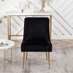 Black Mid-Century Modern Upholstered Velvet Fabric Dining Side Chair (Set of 1) (22 in. W x 33.9 in. H) by KINWELL -Twin Star Home Sales Store black kinwell dining chairs bsc083 bk 31 1000
