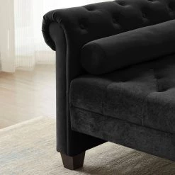 Black Rectangular Large Tufted Sofa Stool with Pillows Ottoman by KINWELL -Twin Star Home Sales Store black kinwell ottomans hx308s00054 66 1000