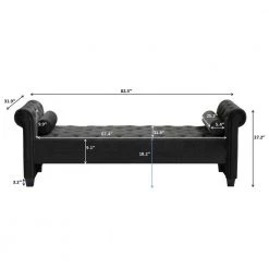 Black Rectangular Large Tufted Sofa Stool with Pillows Ottoman by KINWELL -Twin Star Home Sales Store black kinwell ottomans hx308s00054 c3 1000