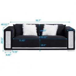 93.7 in. W Modern Chesterfield Tufted Square Arm Upholstered Velvet Fabric 3 Seater Couch Straight Sofa in Black by KINWELL -Twin Star Home Sales Store black kinwell sofas couches hx8110 03bk 1d 1000