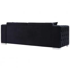 93.7 in. W Modern Chesterfield Tufted Square Arm Upholstered Velvet Fabric 3 Seater Couch Straight Sofa in Black by KINWELL -Twin Star Home Sales Store black kinwell sofas couches hx8110 03bk 4f 1000