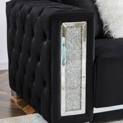 93.7 in. W Modern Chesterfield Tufted Square Arm Upholstered Velvet Fabric 3 Seater Couch Straight Sofa in Black by KINWELL -Twin Star Home Sales Store black kinwell sofas couches hx8110 03bk 66 1000