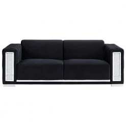 93.7 in. W Modern Chesterfield Tufted Square Arm Upholstered Velvet Fabric 3 Seater Couch Straight Sofa in Black by KINWELL -Twin Star Home Sales Store black kinwell sofas couches hx8110 03bk c3 1000