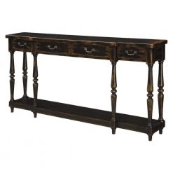Apperson 72 in. Black/Brown Standard Rectangle Wood Console Table with 4-Drawers by COAST TO COAST