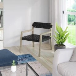 Black Faux Leather Patterned Accent Armchair by Twin Star Home -Twin Star Home Sales Store black twin star home accent chairs lc755 qh490 bl 1d 1000