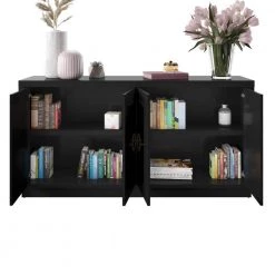 64 in. Black Buffet Sideboard by Twin Star Home -Twin Star Home Sales Store black twin star home sideboards buffet tables ot6616 pb01 44 1000