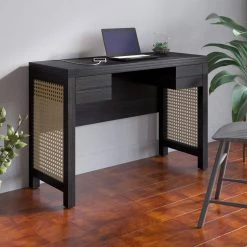 44.25 in. Rectangular Black Computer Desk with USB Charging Ports by Twin Star Home -Twin Star Home Sales Store black twin star home writing desks odp008 pb86 1f 1000