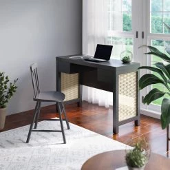 44.25 in. Rectangular Black Computer Desk with USB Charging Ports by Twin Star Home -Twin Star Home Sales Store black twin star home writing desks odp008 pb86 31 1000