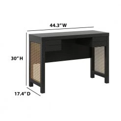 44.25 in. Rectangular Black Computer Desk with USB Charging Ports by Twin Star Home -Twin Star Home Sales Store black twin star home writing desks odp008 pb86 c3 1000