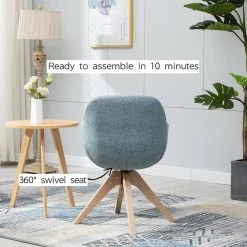 Blue Upholstered Swivel Armchair Accent Dining Chairs by KINWELL -Twin Star Home Sales Store blue kinwell dining chairs mla000681 blue fa 1000