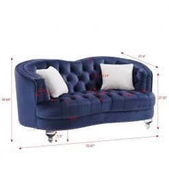 70 & 90 in. W Square Arm Velvet Tufted 5-Seater Curved Sofa with Nailheads in Blue by KINWELL -Twin Star Home Sales Store blue kinwell sofas couches bsc hx002ny w 1f 1000