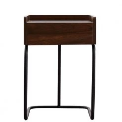 16 in. Brown 1-Drawer Square Wood End Table by KINWELL