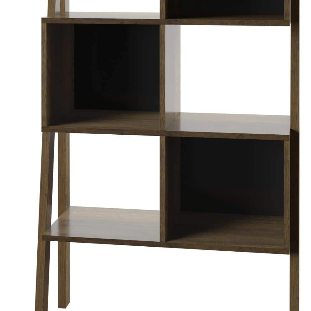 72 in. Brown Wood 1-Shelf Leaning Bookcase with Open Storage by Twin Star Home 6 72 in. Brown Wood 1-Shelf Leaning Bookcase with Open Storage by Twin Star Home - Image 6