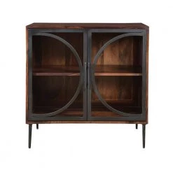 Cadence Nut Brown and Black 2-Door Cabinet with Glass Doors by COAST TO COAST