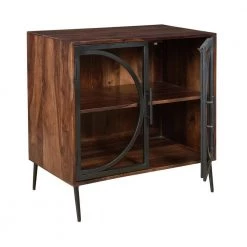 Cadence Nut Brown and Black 2-Door Cabinet with Glass Doors by COAST TO COAST -Twin Star Home Sales Store cadence nut brown black coast to coast accent cabinets 49511 77 1000