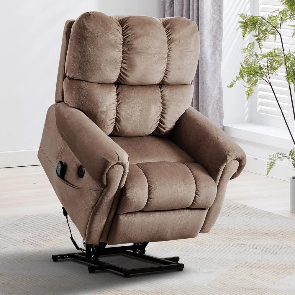 Camel Velvet Luxury Lift Heated Massage Recliner by KINWELL 3 Camel Velvet Luxury Lift Heated Massage Recliner by KINWELL - Image 3