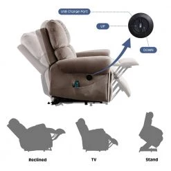 Camel Velvet Luxury Lift Heated Massage Recliner by KINWELL 13 Camel Velvet Luxury Lift Heated Massage Recliner by KINWELL -Twin Star Home Sales Store camel kinwell recliners cwx525bf21d d078 66 1000