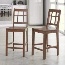43 in. Caramel Birch High Back Wood Frame Counter Height Foot Rest Bar Stools (Set of 2) by Twin Star Home -Twin Star Home Sales Store caramel birch twin star home bar stools 2bs718 c325 31 1000