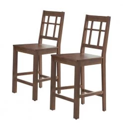 43 in. Caramel Birch High Back Wood Frame Counter Height Foot Rest Bar Stools (Set of 2) by Twin Star Home