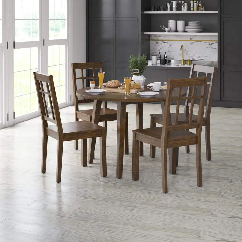 43 in. Round Caramel Birch Wood Top with Wood Frame (Seats 4) by Twin Star Home 6 43 in. Round Caramel Birch Wood Top with Wood Frame (Seats 4) by Twin Star Home - Image 6