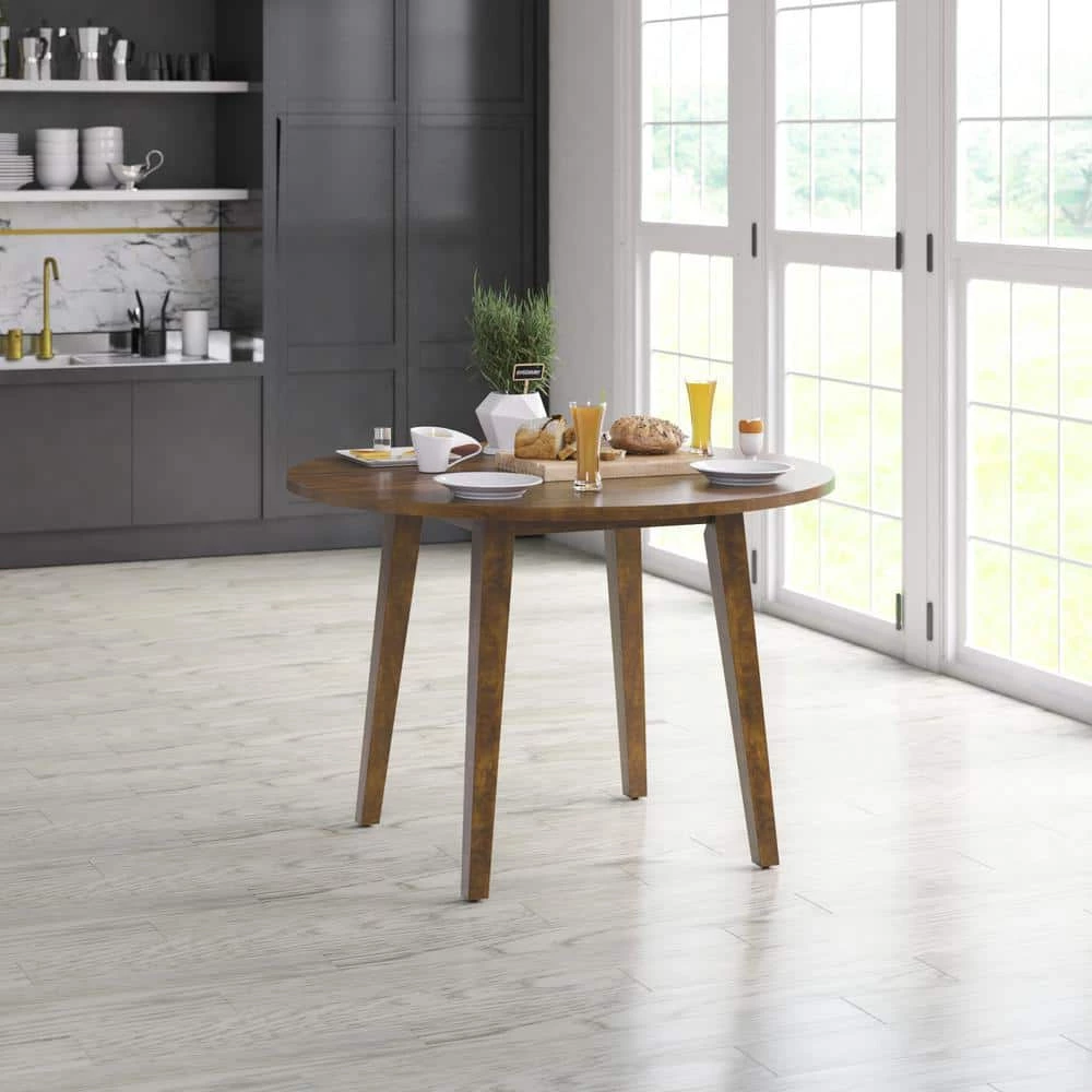 43 in. Round Caramel Birch Wood Top with Wood Frame (Seats 4) by Twin Star Home 7 43 in. Round Caramel Birch Wood Top with Wood Frame (Seats 4) by Twin Star Home - Image 7