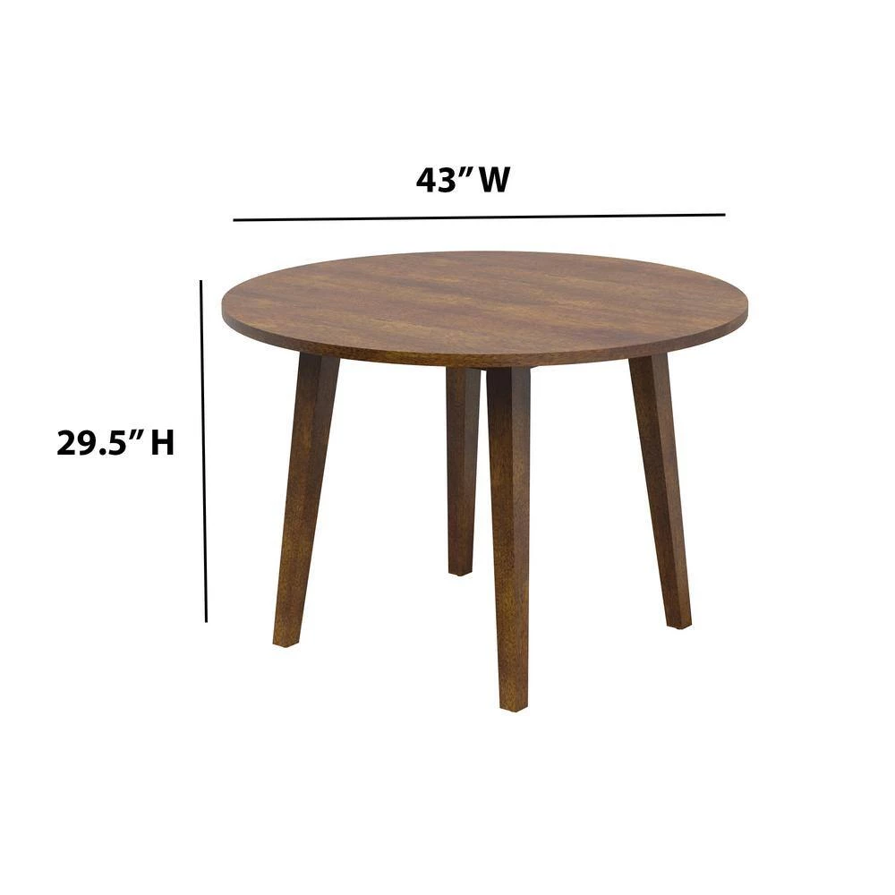 43 in. Round Caramel Birch Wood Top with Wood Frame (Seats 4) by Twin Star Home 5 43 in. Round Caramel Birch Wood Top with Wood Frame (Seats 4) by Twin Star Home - Image 5