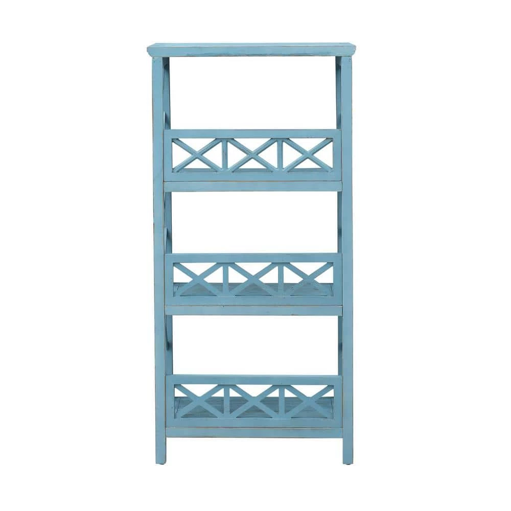 Clear Sailing Blue Sky 48.50 in. 3 Shelf Wooden Bookcase by COAST TO COAST 4 Clear Sailing Blue Sky 48.50 in. 3 Shelf Wooden Bookcase by COAST TO COAST - Image 4